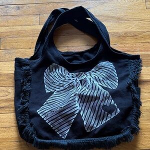 Lauren Moshi Black Tote with Fringe and Bow